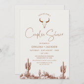 Rustikaler brauner Western Duschkabine Bridal Einladung (Vorne/Hinten)