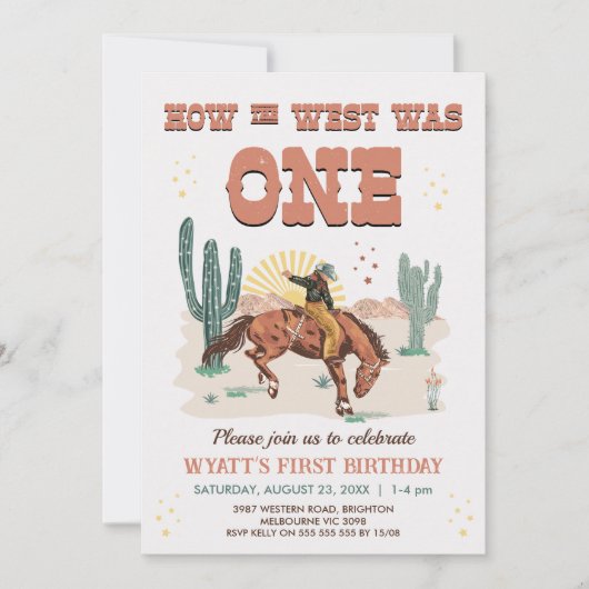 Rustikaler brauner Western wie West war ein 1. Geb Einladung (Vorderseite)