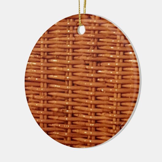 Rustikaler brauner Wicker Picnic Basket Country St Keramik Ornament (Links)