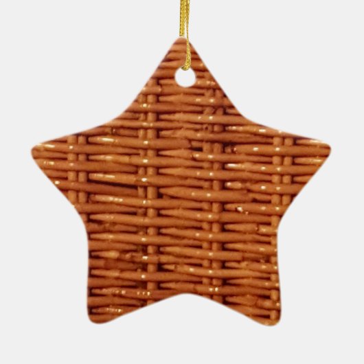 Rustikaler brauner Wicker Picnic Basket Country St Keramik Ornament (Hinten)