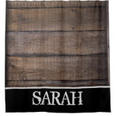 Rustikaler Braunhausname Name des Bauernhauses Duschvorhang (Vorderseite)