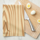 Rustikaler Braunholz-Anfangsname Geschirrtuch (Viertel Falte)