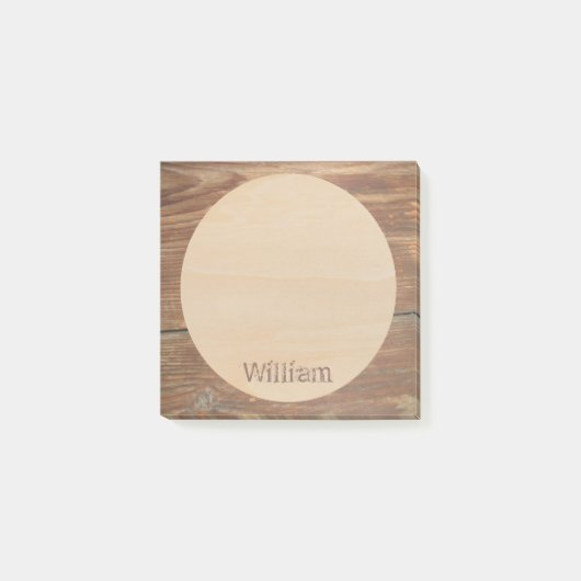 Rustikaler Braunholz-Individuelle Name Moderner Ru Post-it Klebezettel (Vorderseite)
