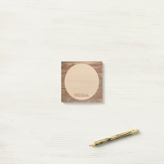 Rustikaler Braunholz-Individuelle Name Moderner Ru Post-it Klebezettel (Auf Schreibtisch)