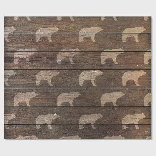 Rustikaler Braunholz mit Bärenhütte Geschenkpapier (Flach)