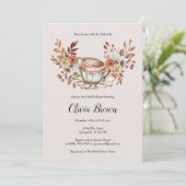 Rustikaler Bridal Tee Einladung (Stehend Vorderseite)