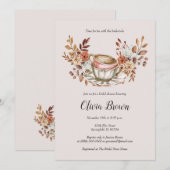 Rustikaler Bridal Tee Einladung (Vorne/Hinten)