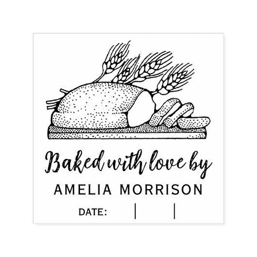 Rustikaler Brotlaib gebacken mit Liebe Individuell Permastempel (Design)