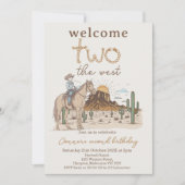 Rustikaler Brown Cowboy Begrüßung Zwei West 2. Geb Einladung (Vorderseite)