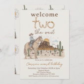Rustikaler Brown Cowboy Begrüßung Zwei West 2. Geb Einladung (Vorne/Hinten)