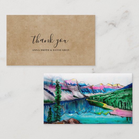 Rustikaler Brown Paper Mountain Forest Thankyou Ca Begleitkarte (Vorne/Hinten)