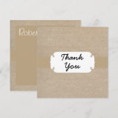 Rustikaler Brown-Sand und beige Leinwand dankt Dankeskarte (Vorne/Hinten)