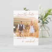 Rustikaler Brush Wedding Foto Save the Date Einladung (Stehend Vorderseite)