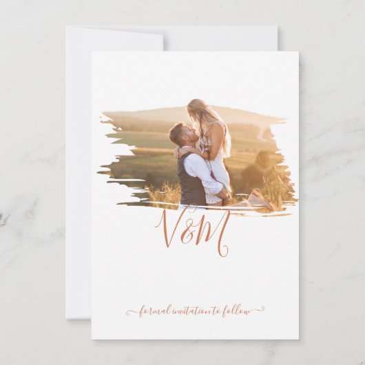 Rustikaler Brush Wedding Foto Save the Date Einladung (Rückseite)