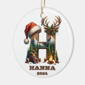 Rustikaler Buchstabe H mit festlicher Bergszene Keramik Ornament (Links)