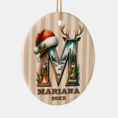 Rustikaler Buchstabe M Weihnachten mit gemütlichem Keramik Ornament (Rechts)