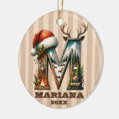 Rustikaler Buchstabe M Weihnachten mit gemütlichem Keramik Ornament (Links)