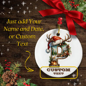 Rustikaler Buchstabe P mit festlicher Winterkabine Keramik Ornament