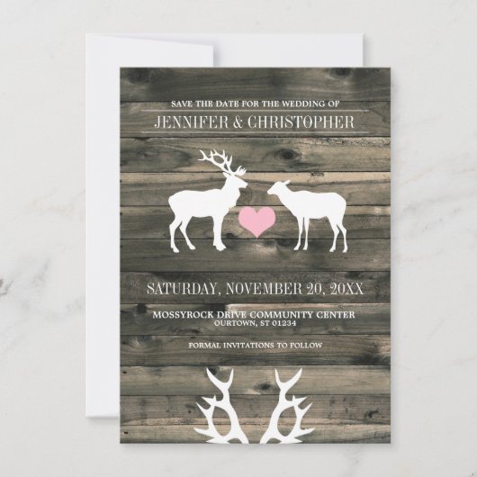 Rustikaler Buck and Dog Speichern Sie die Ankündig Save The Date (Vorderseite)