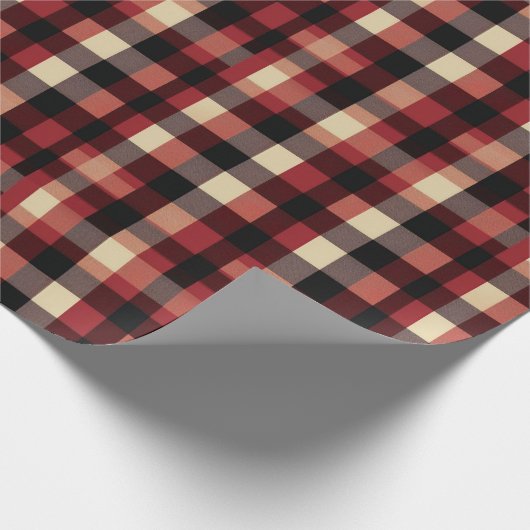 Rustikaler Buffalo Karo in Rot-Braun Elfenbein & S Geschenkpapier (Ecke)