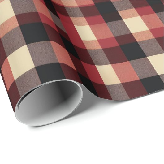 Rustikaler Buffalo Karo in Rot-Braun Elfenbein & S Geschenkpapier (Rolleneckpunkt)