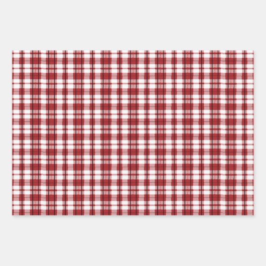 Rustikaler Buffalo Karo Kariert Red Schwarz-weiß Geschenkpapier Set (Vorderseite)