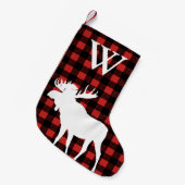 Rustikaler Buffalo Karo Kariert & Weißer Elch Kleiner Weihnachtsstrumpf (Vorderansicht (hängend))