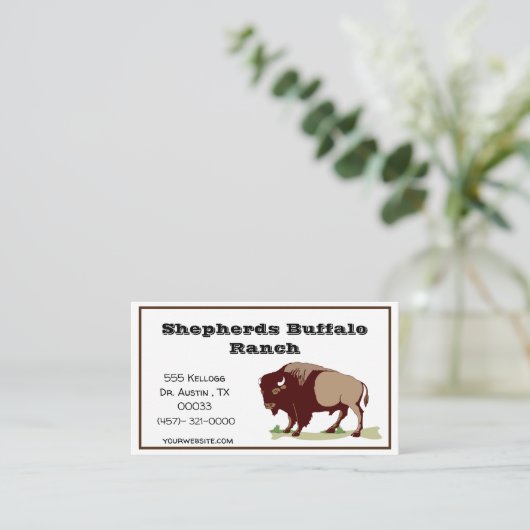 Rustikaler Buffalo Ranch Stil Visitenkarte (Stehend Vorderseite)