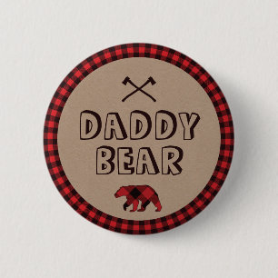 Rustikaler Büffel-Karo-Holzfäller-Papa-wird Button