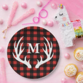 Rustikaler Büffel-Karo-karierte u. weiße Pappteller (Party)