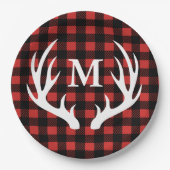 Rustikaler Büffel-Karo-karierte u. weiße Pappteller (Vorderseite)