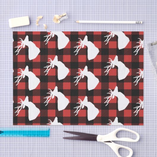 Rustikaler Büffel-Karo-karierte u. weiße Seidenpapier (Handwerk)