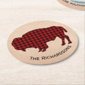 Rustikaler Büffel-personalisierte Runder Pappuntersetzer (Angewinkelt)
