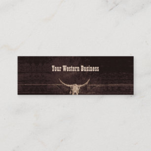 Rustikaler Bull Skull Country Western Textur Mini Visitenkarte