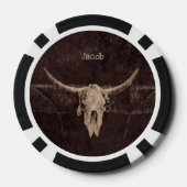 Rustikaler Bull Skull Western Land Braun Beige Alt Pokerchips (Rückseite)