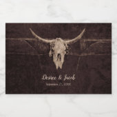 Rustikaler Bullskull Hochzeit Land Western Textur Alkoholflaschenetikett (Einzelnes Label)