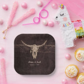 Rustikaler Bullskull Hochzeit Land Western Textur Pappteller (Party)