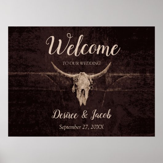 Rustikaler Bullskull Hochzeit Land Western Textur Poster (Vorne)