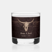 Rustikaler Bullskull Hochzeit Land Western Textur Whiskyglas (Vorderseite)