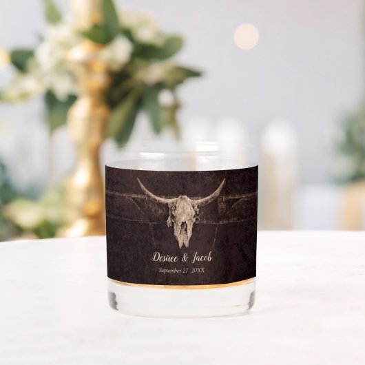 Rustikaler Bullskull Hochzeit Land Western Textur Whiskyglas (Insitu (Hochzeit))