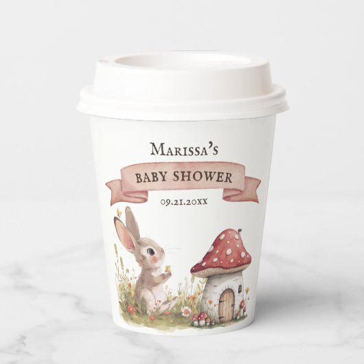 Rustikaler Bunny Baby Duschkopf Papiertasse Pappbecher (Rückseite)