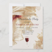 Rustikaler Burgund Beige Anemone Junggeselinnen-Ab Einladung (Vorderseite)