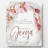 Rustikaler Burgund Pink Elfenbein Pampas Grass Blo Fotoplatte (Vorderseite)