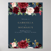 Rustikaler Burgund und Polterabend der Marine Poster (Vorne)