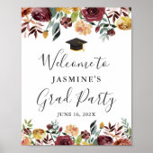 Rustikaler Burgunder Abschluss Begrüßungszeichen Poster (Vorne)