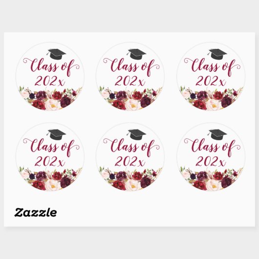 Rustikaler Burgunder Abschluss Runder Aufkleber (Blatt)