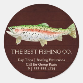 Rustikaler Burgunder Angelführer Charterschiff See Runder Aufkleber