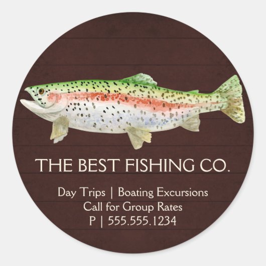 Rustikaler Burgunder Angelführer Charterschiff See Runder Aufkleber (Vorderseite)