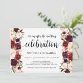 Rustikaler Burgunder Blumenfreund Empfang lädt ein Einladung (Stehend Vorderseite)