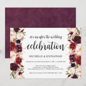 Rustikaler Burgunder Blumenfreund Empfang lädt ein Einladung (Vorne/Hinten)